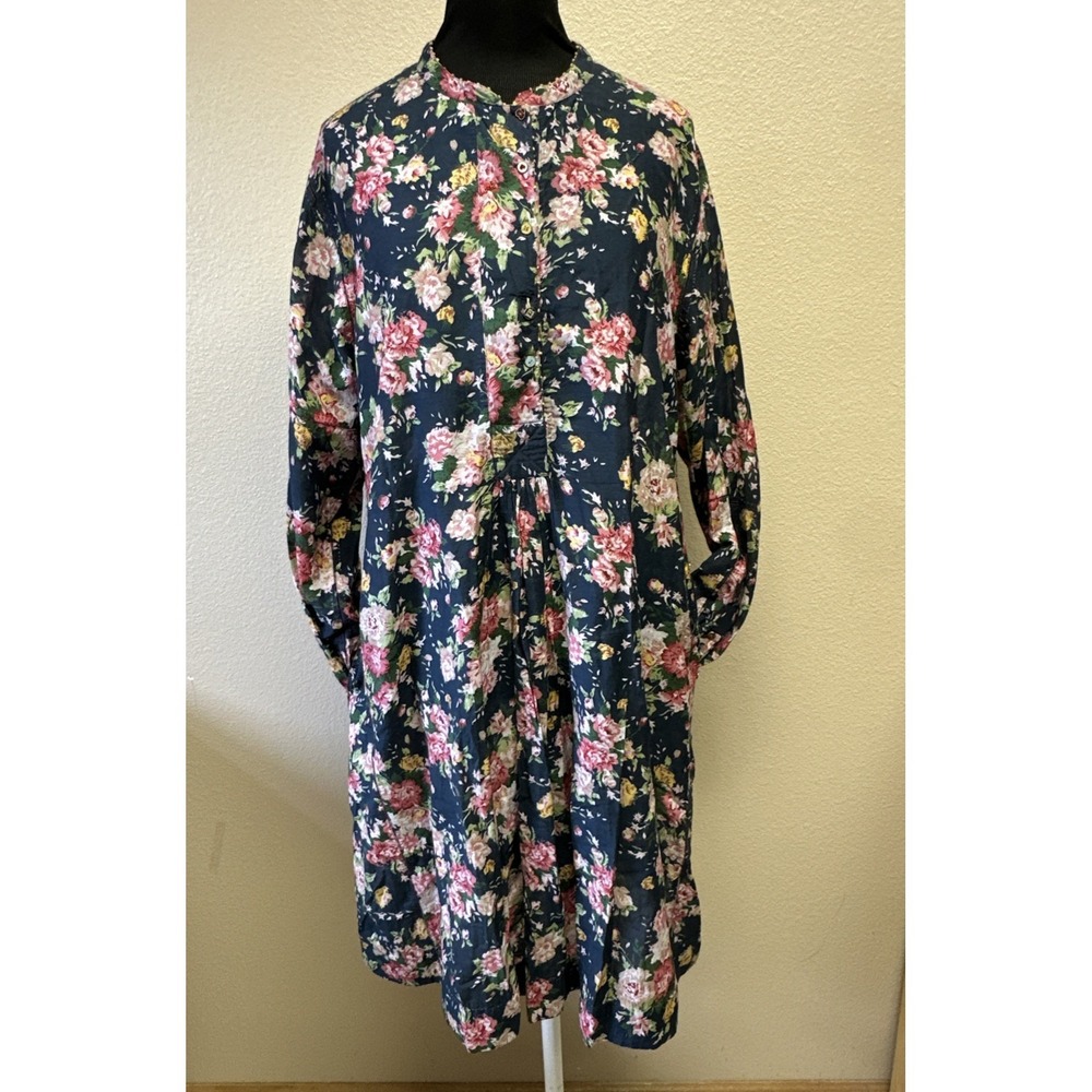 Péro Cotton Silk Blend Floral‎ Peasant Handmade Dress 42 Large Romantic Relaxed